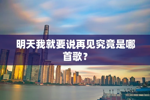 明天我就要说再见究竟是哪首歌？