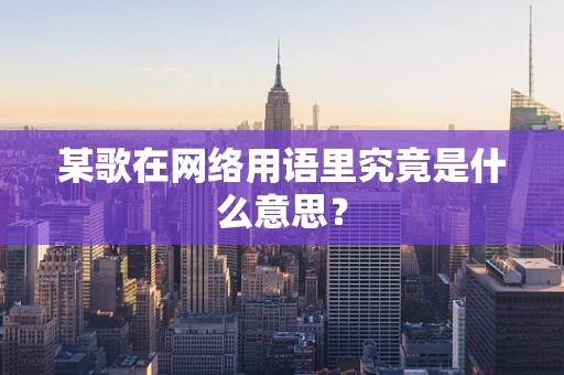 某歌在网络用语里究竟是什么意思？