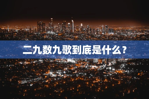 二九数九歌到底是什么？